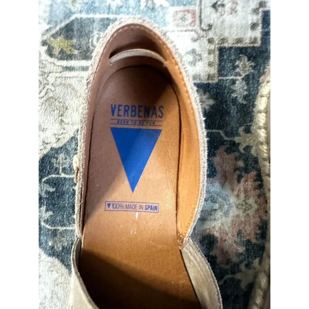 VERBENA'S Carmen Brown Suede Espadrille Slip On Shoes Size 40